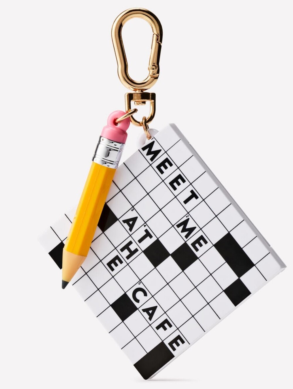 Bath Body Works Pencil & Crossword Puzzle Keychain Charm with Dual Mirror NEW